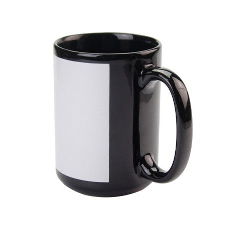 Black mug with white stripe for custom